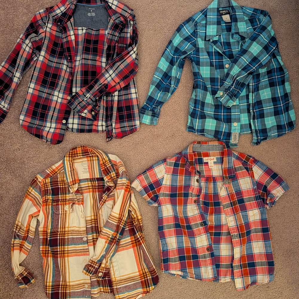 Plaid Kids Shirts Set - Multicolor